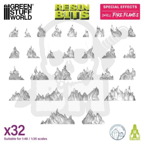 3D printed set Magic Effects Small Fire Flames 1:48-1:35