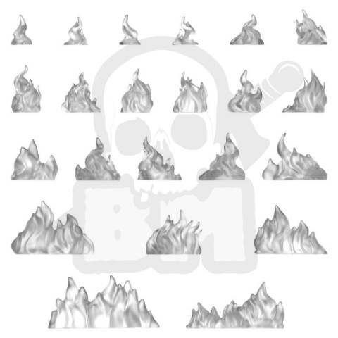 3D printed set Magic Effects Large Fire Flames 1:48-1:35