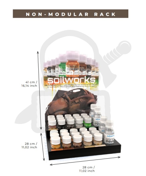 Scale 75: Regał Soilworks (Rack oil washes/thiner) Regał z washami olejnymi od Scale75.