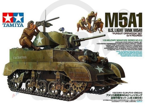 1:35 Tamiya 35313 US Light Tank M5A1 - Pursuit Operation w/4 Figures