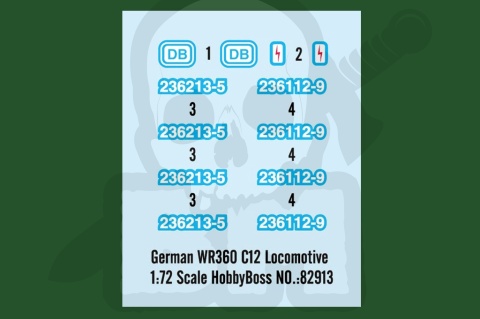 Hobby Boss 82913 German WR360 C12 Locomotive 1:72 model lokomotywy