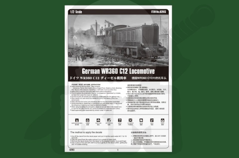 Hobby Boss 82913 German WR360 C12 Locomotive 1:72 model lokomotywy