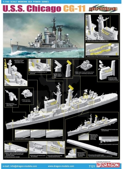 1:700 Krążownik rakietowy U.S.S. Chicago CG-11