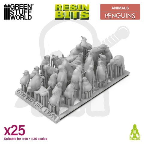 3D Printed Set - Penguins 1:48–1:35 - pingwiny 15 szt.