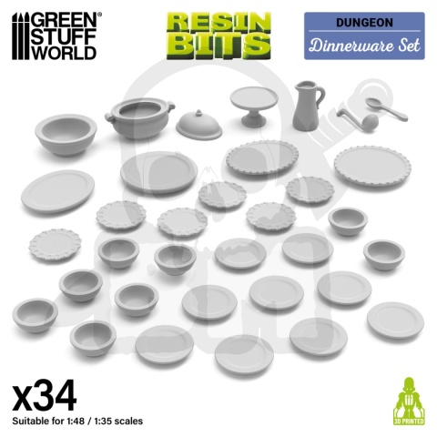 3D Printed Set - Dinnerware 1:48-1:35 - zastawa stołowa