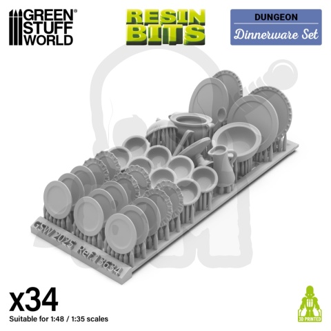 3D Printed Set - Dinnerware 1:48-1:35 - zastawa stołowa