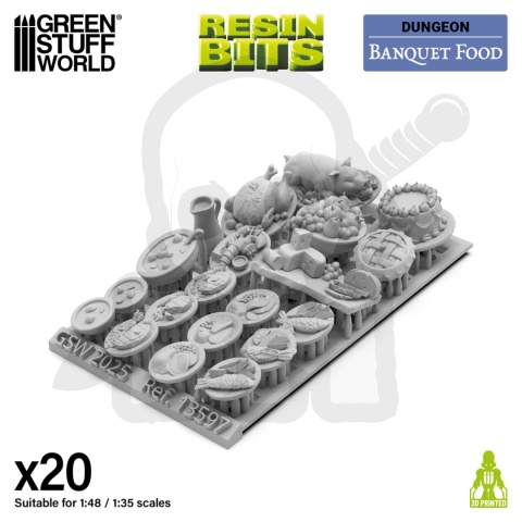 3D Printed Set - Banquet Food 1:48-1:35 - talerze z jedzeniem