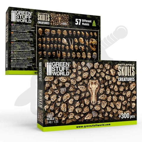 3D printed set - 300x Battlefield Creature Skulls 1:48-1:35 trzysta czaszek