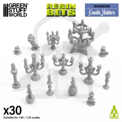 3D printed set - Candle holders 1:48-1:35 - świeczniki 30 szt.