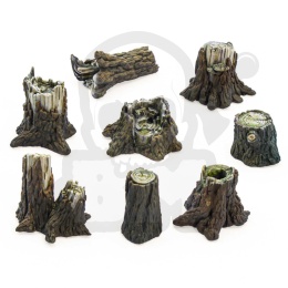 3D printed set - Medium Tree Stumps - średnie pieńki drzew 8 szt.