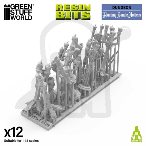 3D printed set - Standing Candle Holders 1:48 - świeczniki 12 szt.