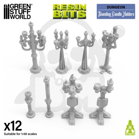 3D printed set - Standing Candle Holders 1:48 - świeczniki 12 szt.
