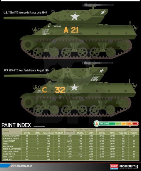 Academy 13288 M10 GMC U.S. Army 1:35 model niszczyciela czołgów