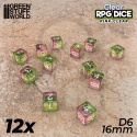 Kostki RPG k6 12 szt. 16mm Clear Pink