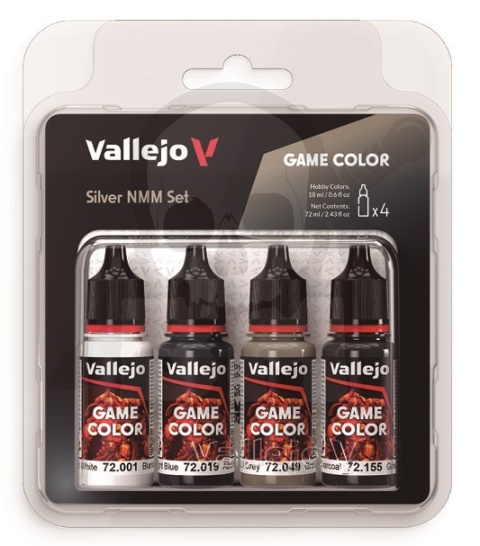 Vallejo 72394 Game Color Zestaw 4 farb - Silver NMM