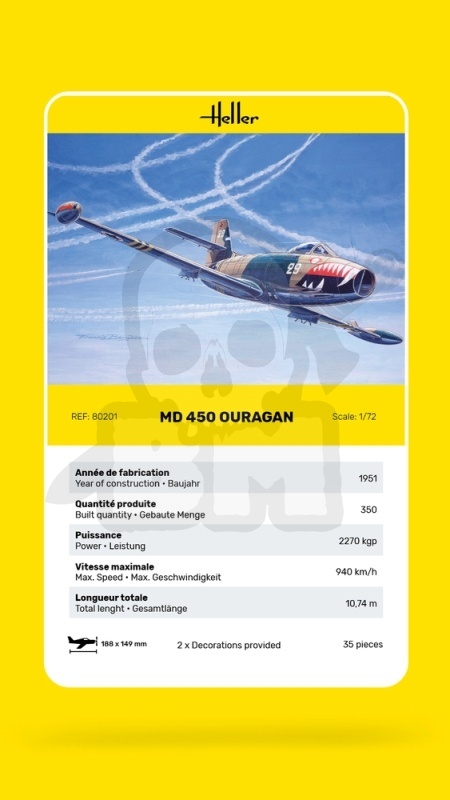 Heller 80201 MD 450 Ouragan 1:72 model samolotu