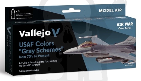 Vallejo 71156 Zestaw Model Air War USAF Colors Gray Schemes 70's to present