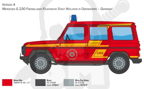 Italeri 3663 Mercedes Benz G230 Feuerwehr 1:24 model samochodu