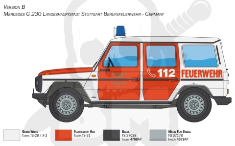 Italeri 3663 Mercedes Benz G230 Feuerwehr 1:24 model samochodu