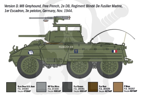 Italeri 7087 M8 Greyhound / M20 Armored Utility Car 1:72 model wozu pancernego