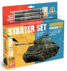 Italeri 75001 M4A3E8 Sherman Fury Starter Set - Easy Paint 1:56