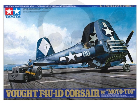 Tamiya 61085 Vought F4U-1D Corsair w/ Moto-Tug 1:48 model samolotu i ciągnika