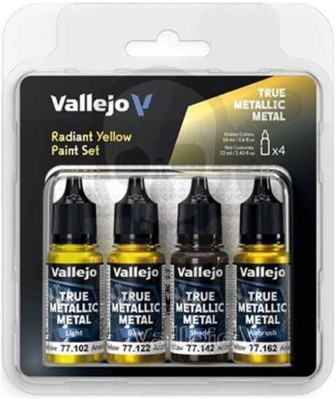 Vallejo 77259 True Metallic Metal Zestaw 4 farb Radiant Yellow (4 x 18 ml)