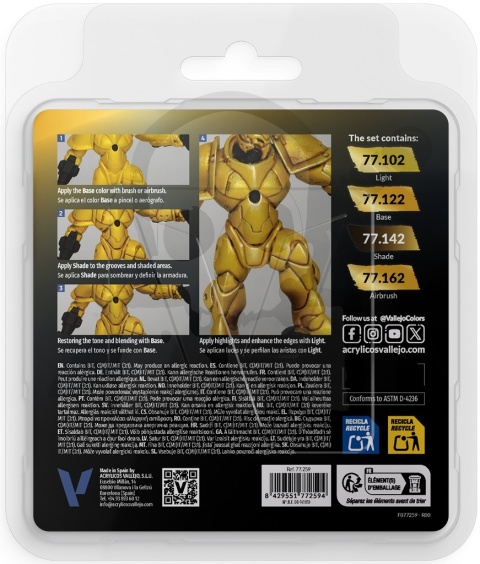 Vallejo 77259 True Metallic Metal Zestaw 4 farb Radiant Yellow (4 x 18 ml)