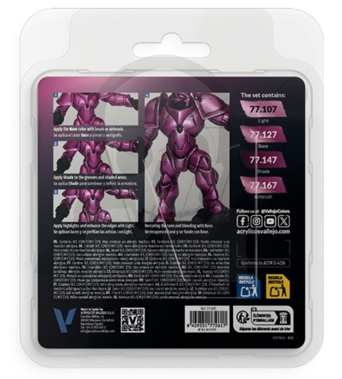 Vallejo 77261 True Metallic Metal Zestaw 4 farb Crimson Magenta (4 x 18 ml)