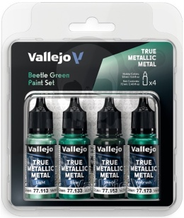Vallejo 77265 True Metallic Metal Zestaw 4 farb Beetle Green (4 x 18 ml)