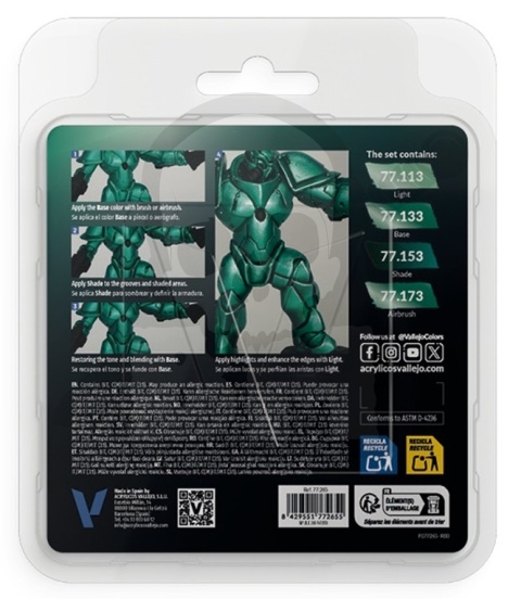 Vallejo 77265 True Metallic Metal Zestaw 4 farb Beetle Green (4 x 18 ml)