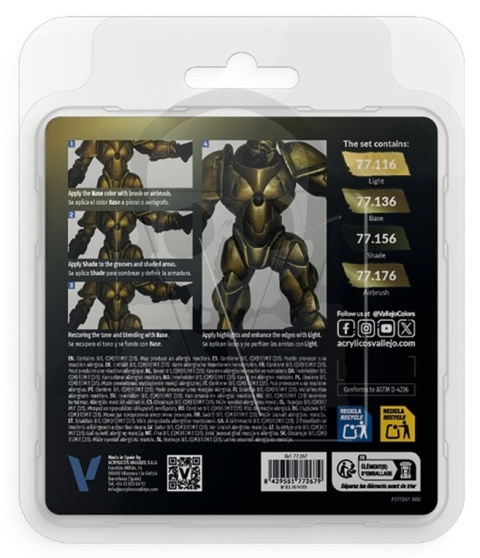 Vallejo 77267 True Metallic Metal Zestaw 4 farb Greenish Gold (4 x 18 ml)
