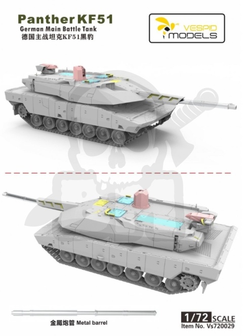 Vespid 720029 Panther KF51 German Main Battle Tank Metal Barrel + 3D Printed Parts