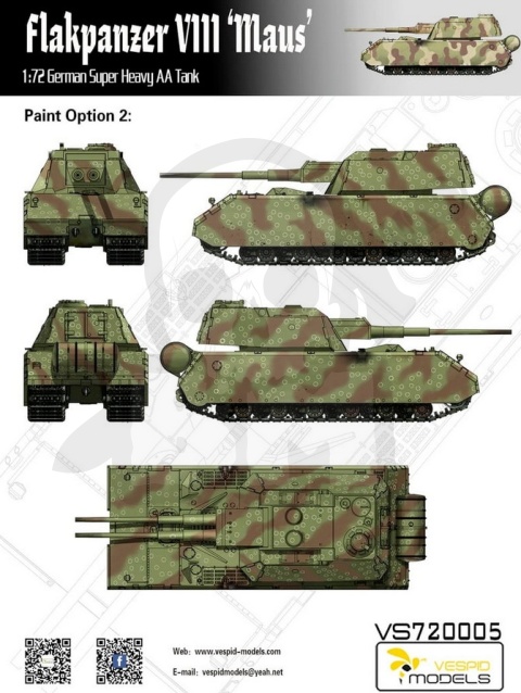 Vespid Models 720005 Flakpanzer VIII Maus German Super Heavy AA Tank 1:72