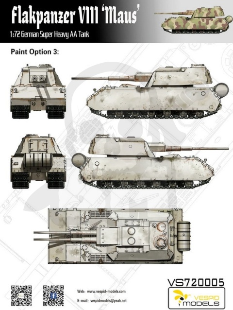 Vespid Models 720005 Flakpanzer VIII Maus German Super Heavy AA Tank 1:72