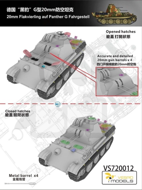 Vespid Models 720012 Panther G 20mm Flakvierling auf Fahrgestell 1:72