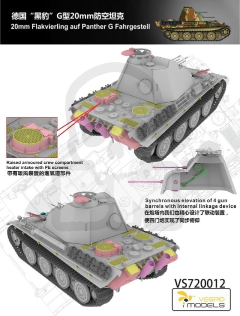 Vespid Models 720012 Panther G 20mm Flakvierling auf Fahrgestell 1:72
