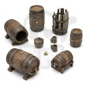 3D Printed Set Miscelaneous Wooden Barrels 1:35 zestaw beczek do makiet