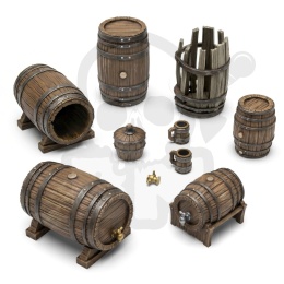 3D Printed Set Miscelaneous Wooden Barrels 1:35 zestaw beczek do makiet