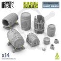 3D Printed Set Miscelaneous Wooden Barrels 1:35 zestaw beczek do makiet