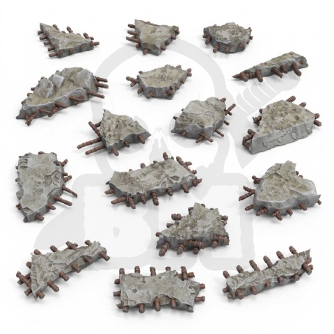 3D Printed Set Modern and Sci-fi Concrete Ruins - betonowe ruiny do dioram