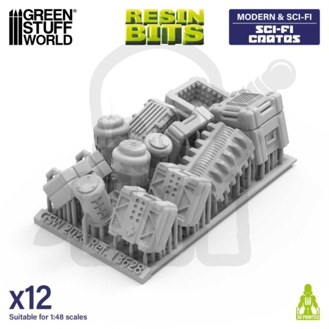 3D Printed Set Modern and Sci-fi Crates skrzynie do makiet i modeli SF