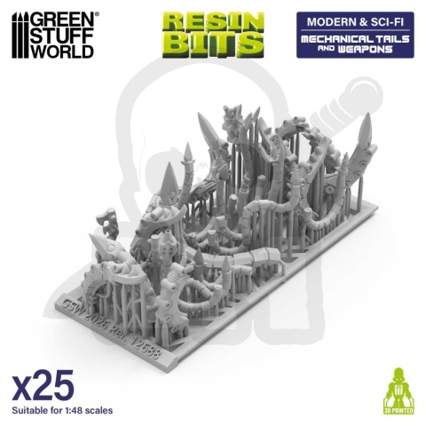 3D Printed Set Modern and Sci-fi Mechanical Tails and Weapons dla modeli