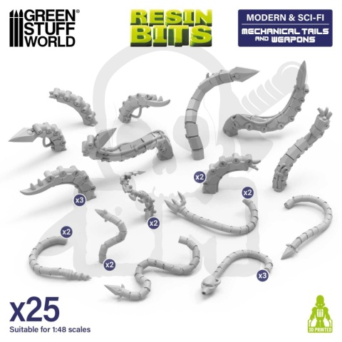 3D Printed Set Modern and Sci-fi Mechanical Tails and Weapons dla modeli