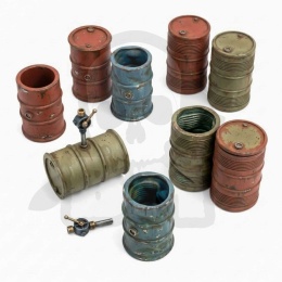 3D Printed Set Modern and Sci-fi Metal Barrels 1:35 zestaw beczek do makiet