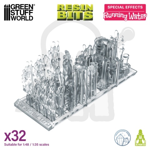 3D Printed Set Special Effects Running Water 1:48-1:35 - żywiczne efekty wodne