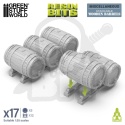 3D Printed Set Stackable Wooden Barrels 1:35 zestaw beczek do makiet