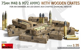 75 mm M48 & M72 Ammo with Wooden Crates 1:35 skrzynie z pociskami