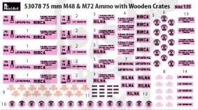 75 mm M48 & M72 Ammo with Wooden Crates 1:35 skrzynie z pociskami