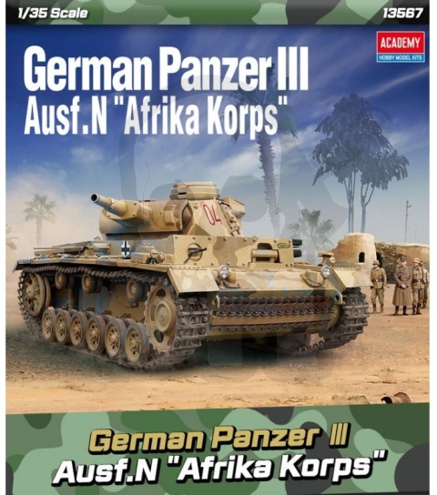 Academy 13567 German Panzer III Ausf. N Afrika Korps 1:35 model czołgu